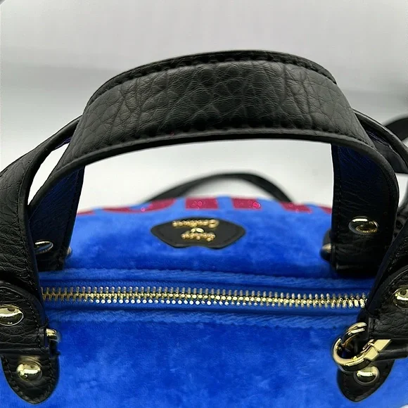 Juicy Couture Y2K Vintage Blue/Pink Glitter Velvet Tote Handbag Purse 👛 👛 - Picture 7 of 9